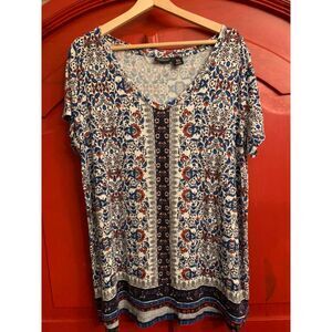 Jones & Co 1X Plus Boho Cottage Core Tee Shirt Floral Soft Flowy Comfortable EUC